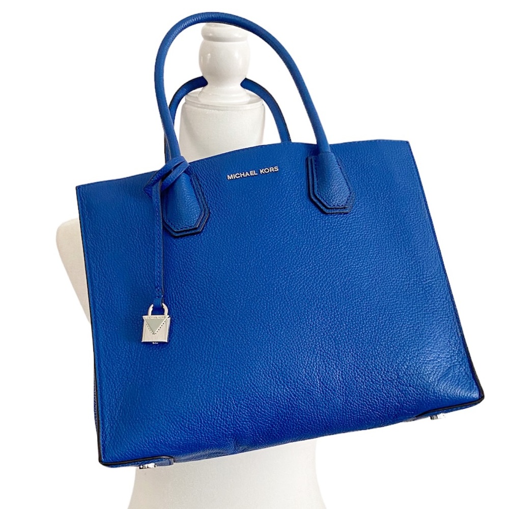 Michael Kors Mercer Electric Blue Pebbled Leather Handbag Tote